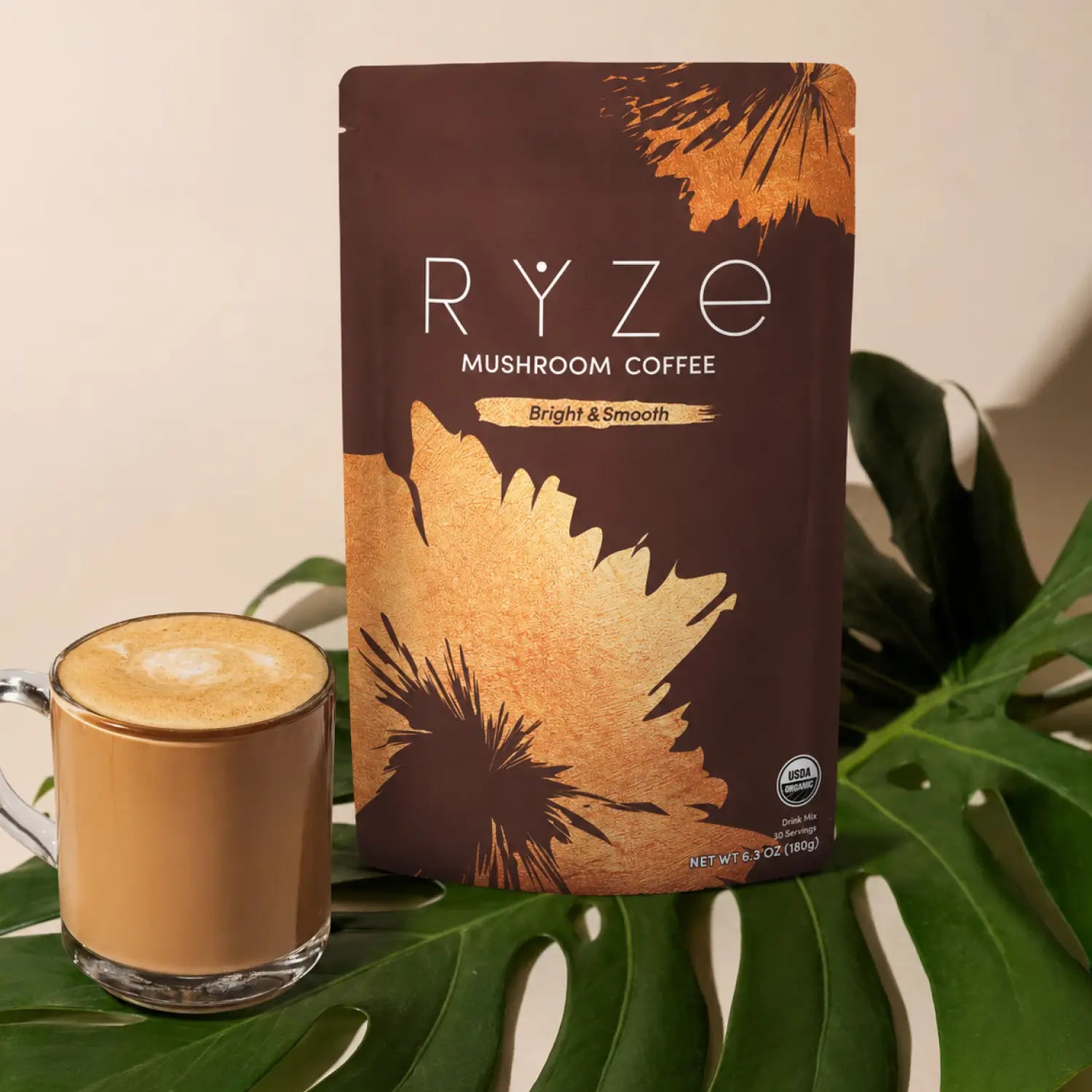 RYZE Mushroom Coffee — Organic Instant Coffee with Cordyceps & Reishi, 30 Servings Z9