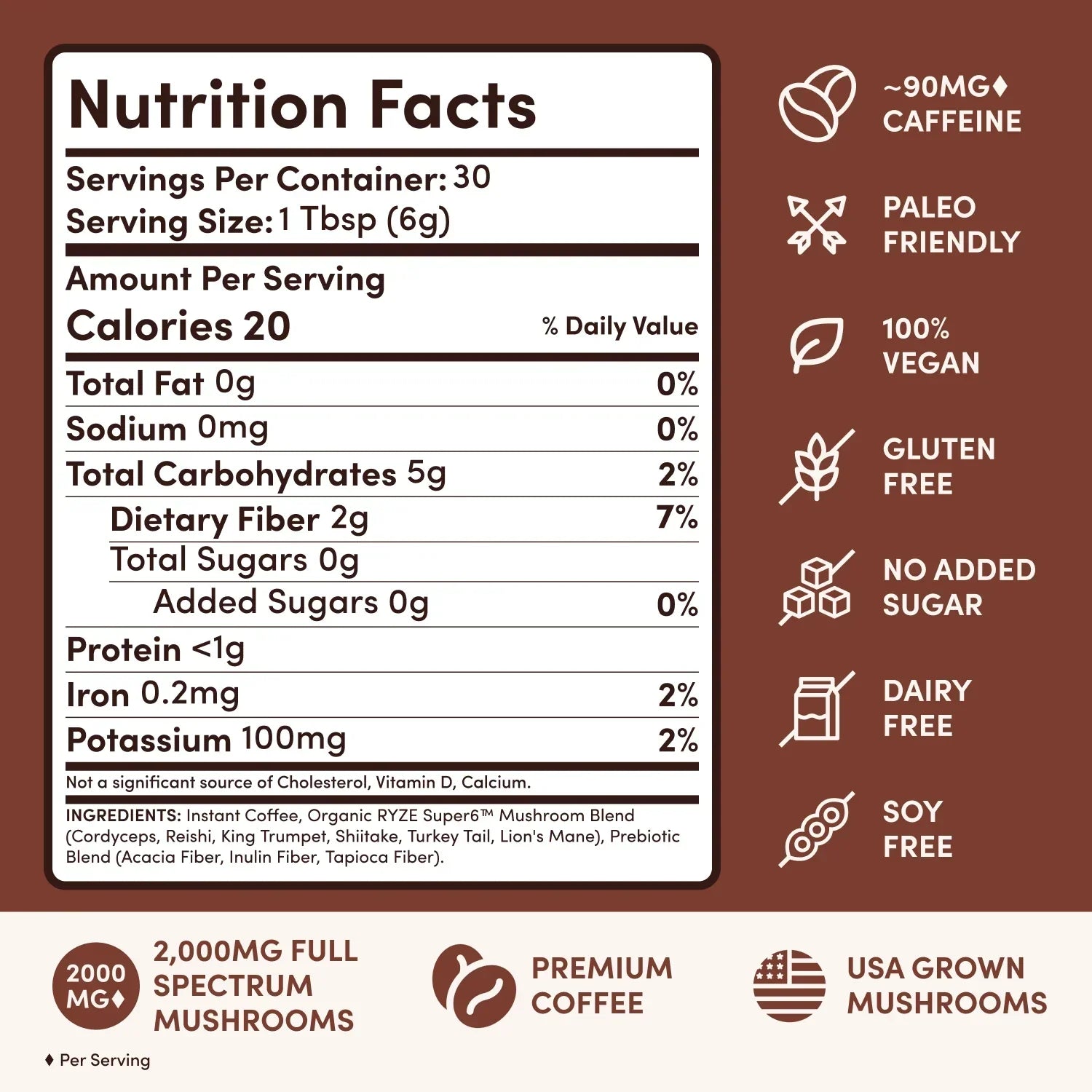 Mushroom Coffee Dark Roast (30 Servings) N0