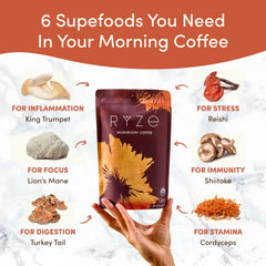 RYZE Mushroom Coffee — Organic Instant Coffee with Cordyceps & Reishi, 30 Servings Z9