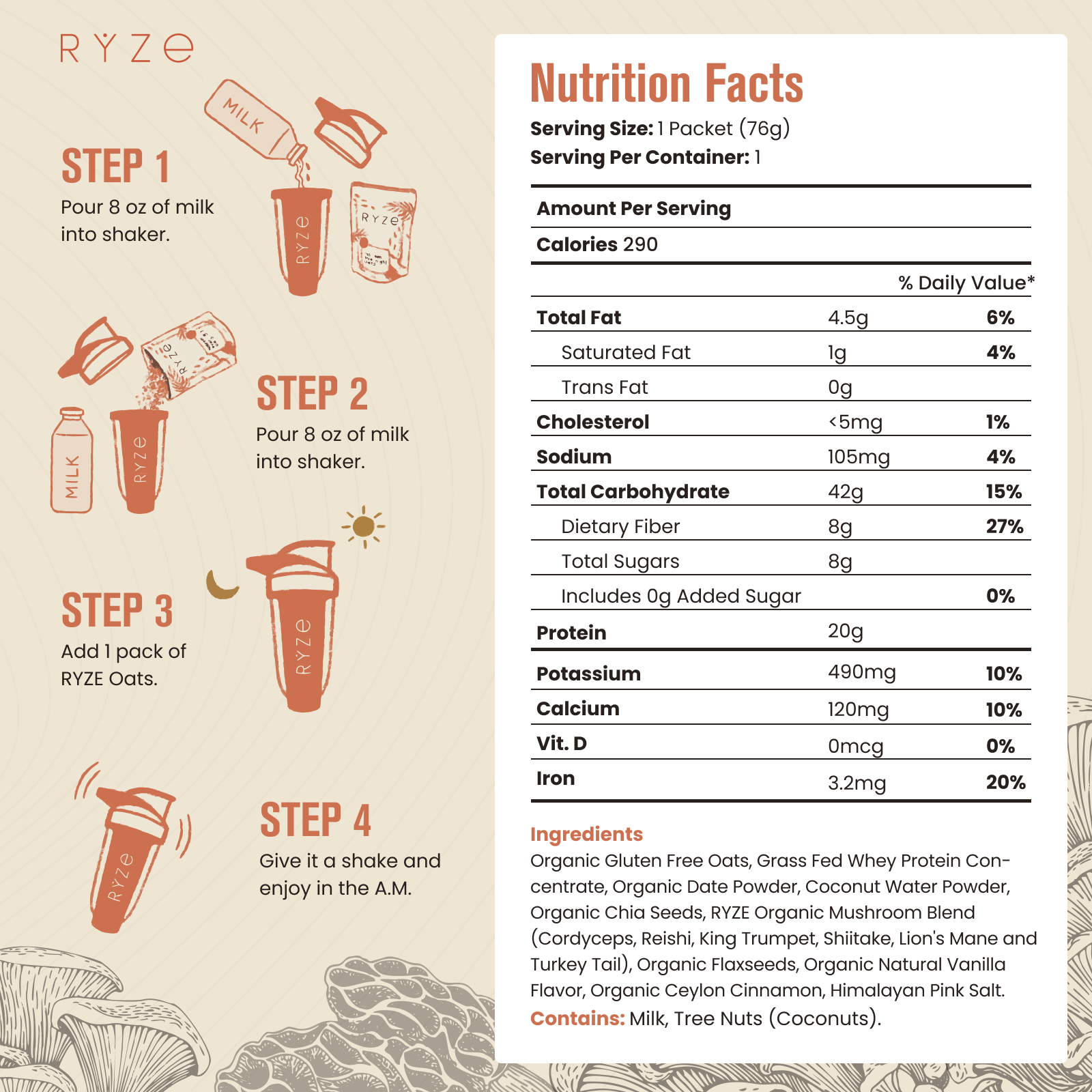 Mushroom Overnight Oats Pack (14 Servings) S3