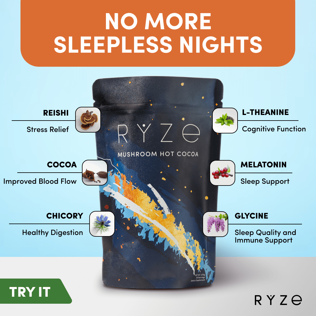 RYZE Hot Cocoa - with 6 Sleep Superfoods to Help Fall Asleep and Stay Asleep N6