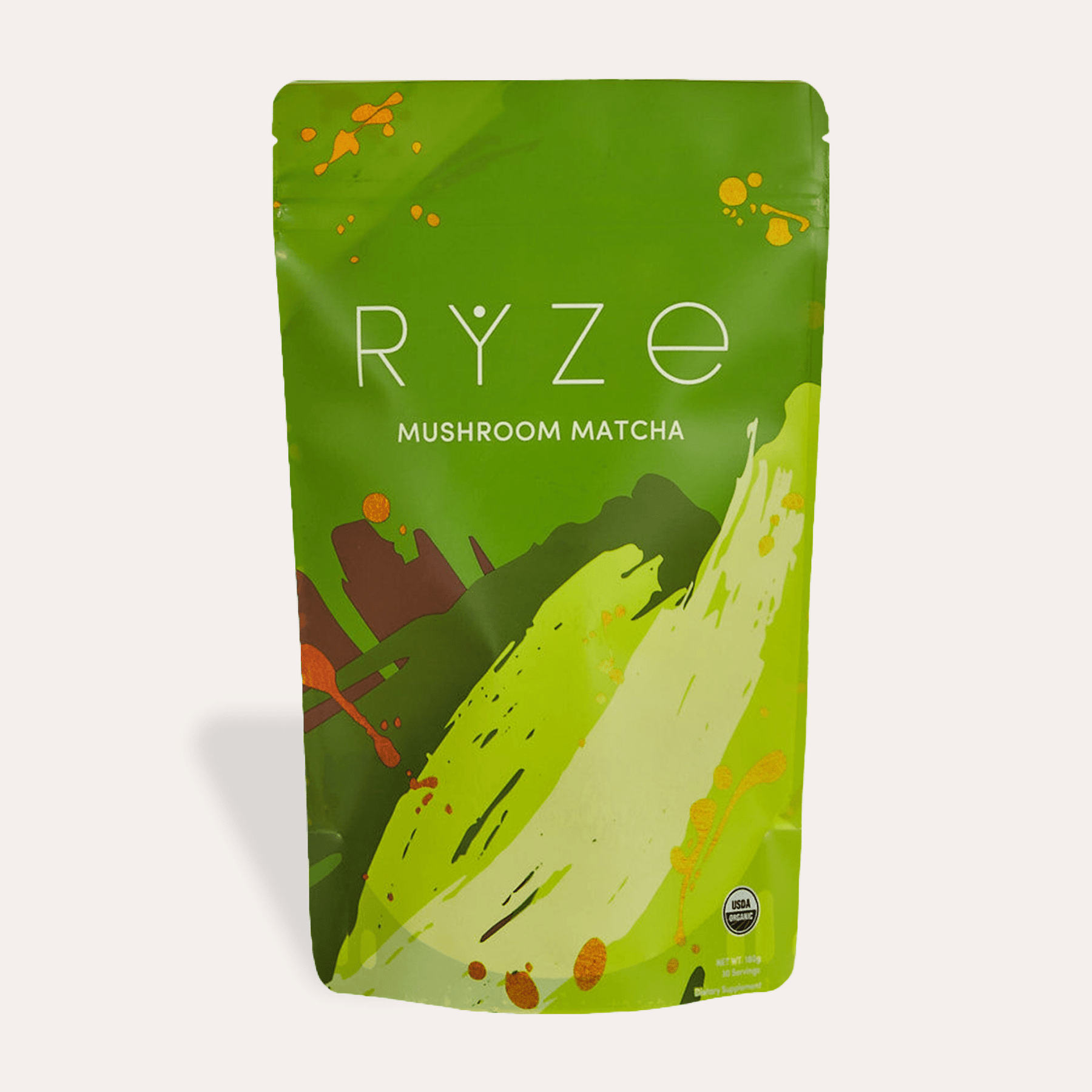 RYZE Mushroom Matcha - with 6 Organic Adaptogenic Mushrooms Grown In USA and Ceremonial-Grade Japanese Matcha H0