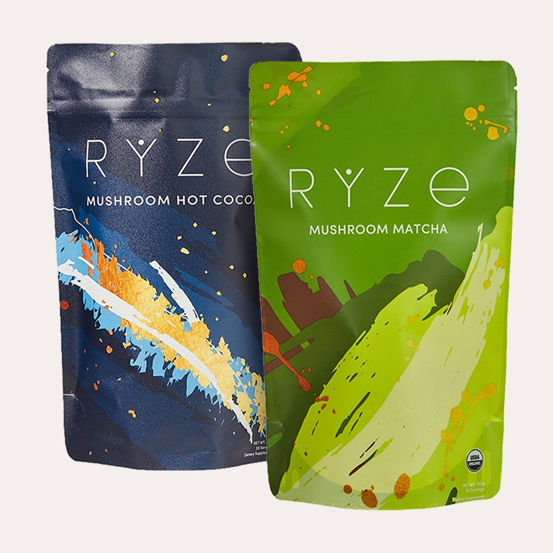 RYZE Mushroom Matcha - with 6 Organic Adaptogenic Mushrooms Grown In USA and Ceremonial-Grade Japanese Matcha H0